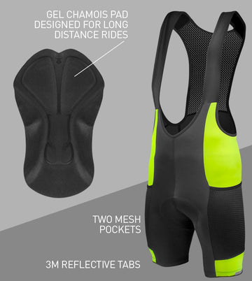 Men's Gel-Padded Cycling Bib Shorts with Storage Pockets