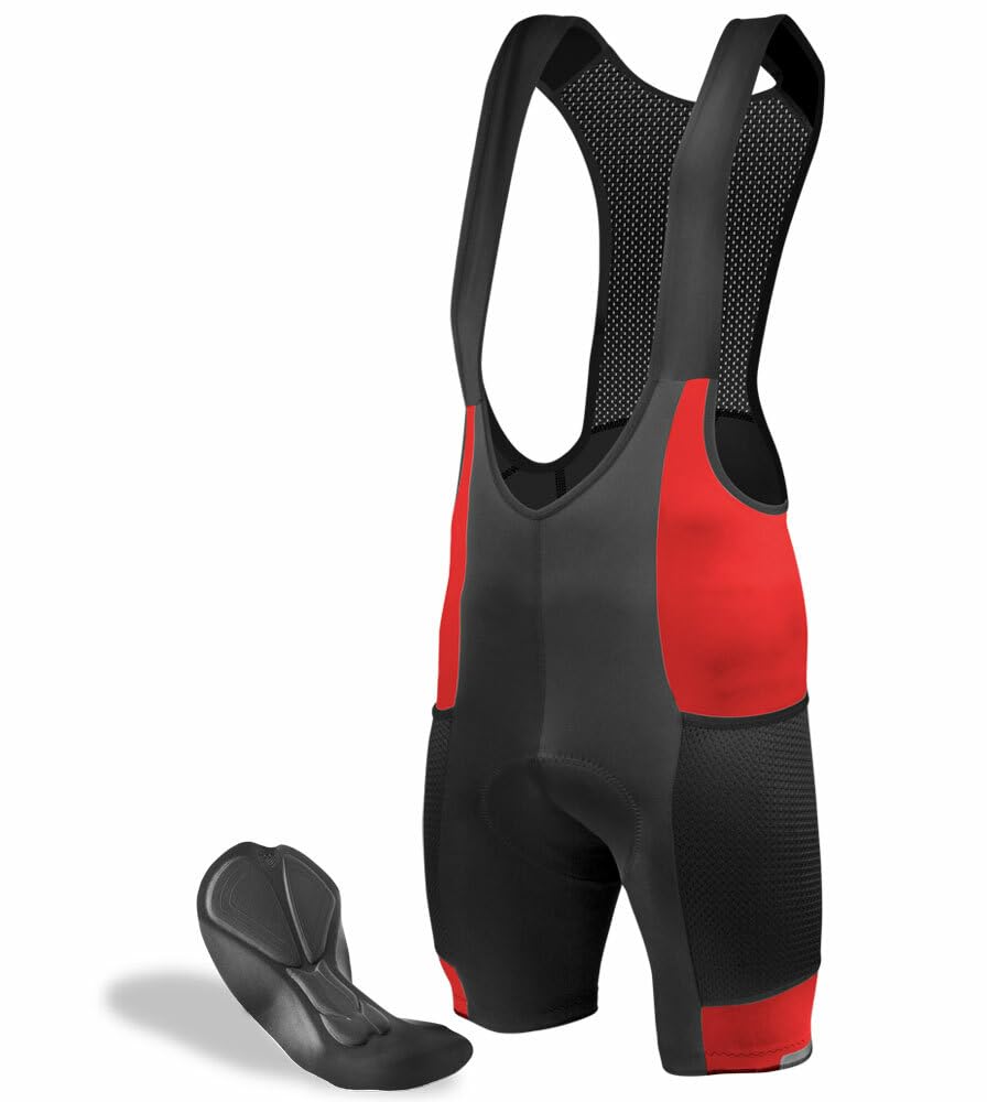 Men's Gel-Padded Cycling Bib Shorts with Storage Pockets