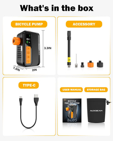 120 PSI Portable Electric Bike Pump with Gauge