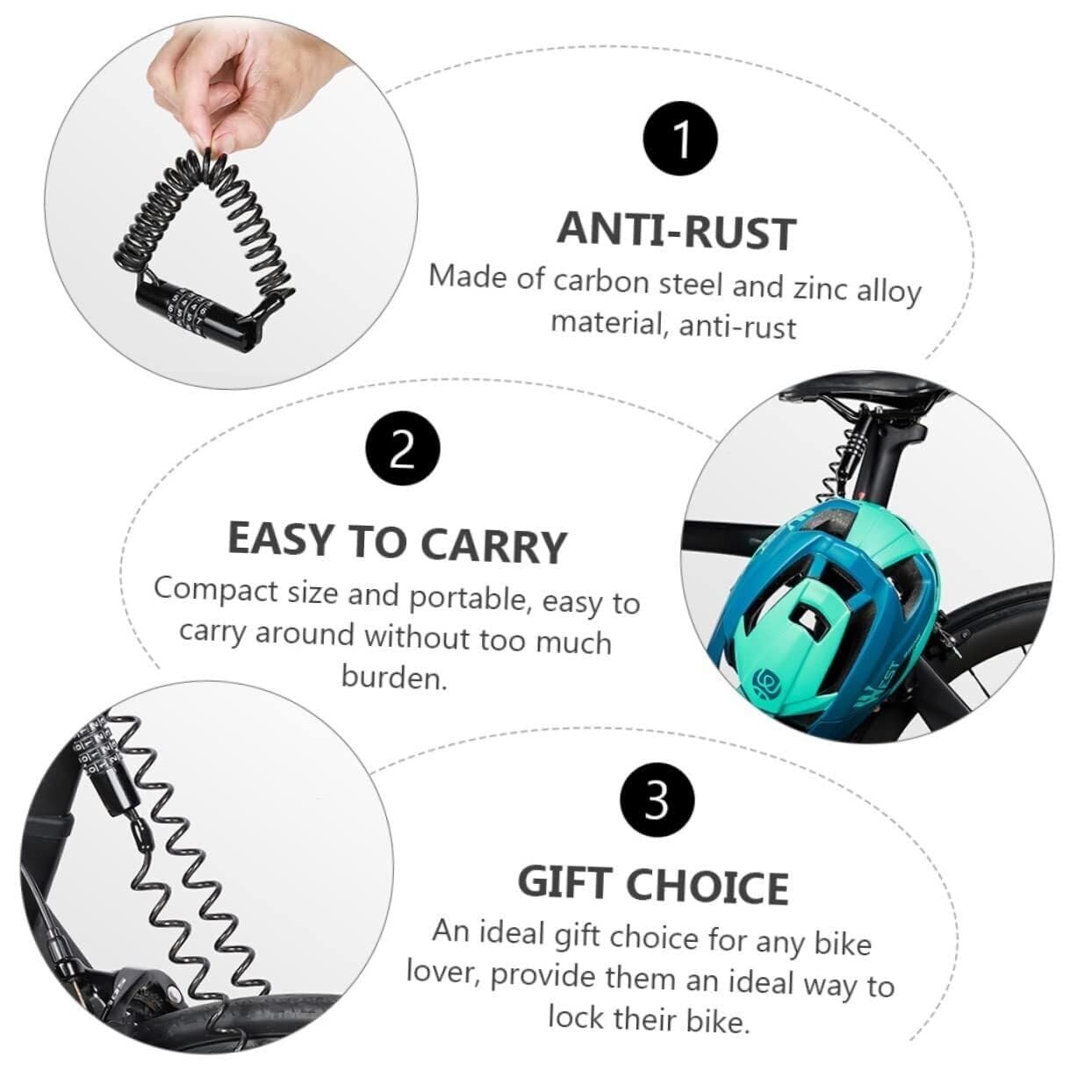 Retractable Combination Helmet Cable Lock