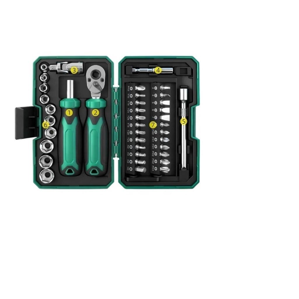 40-Piece Ratchet Socket & Bit Tool Kit