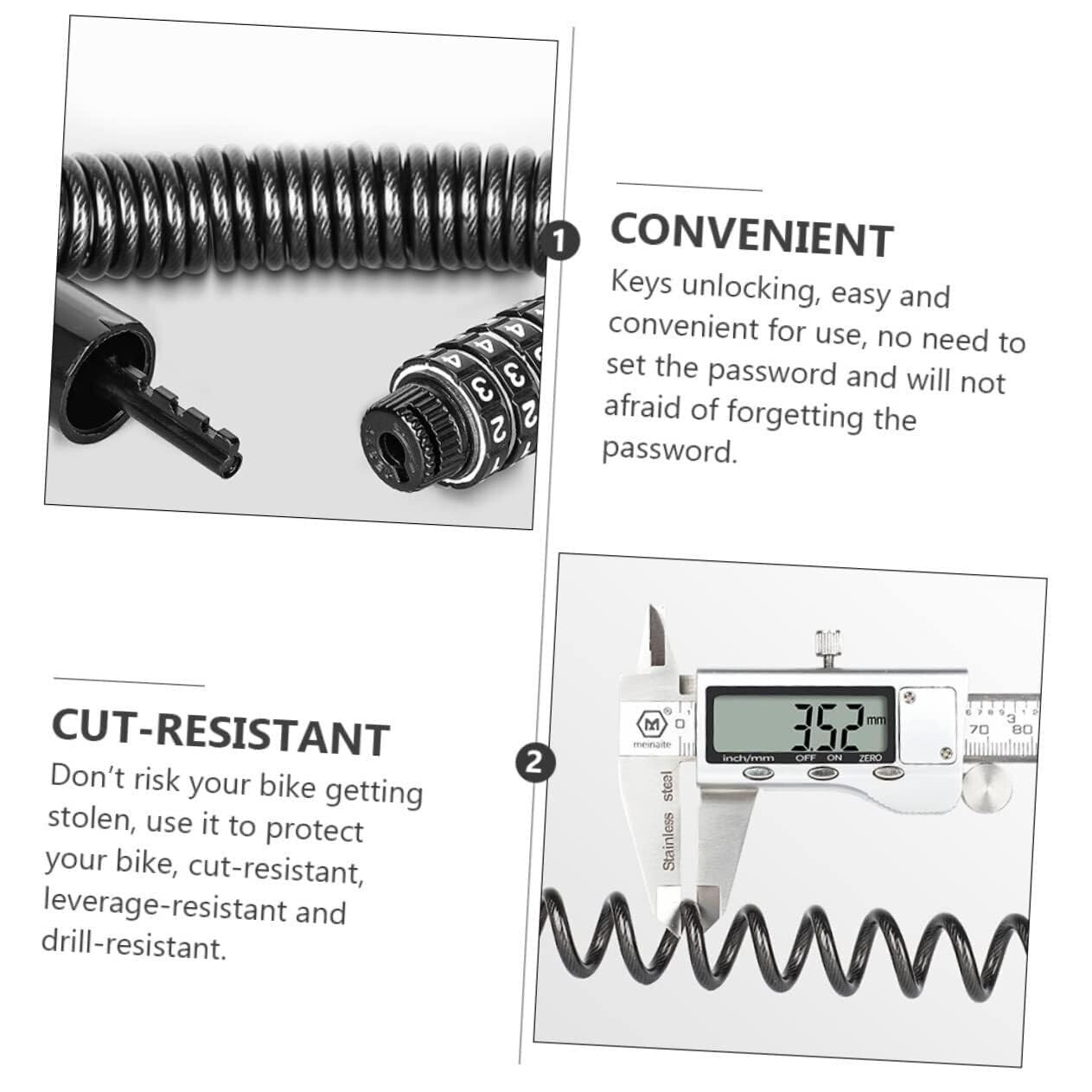 Retractable Combination Helmet Cable Lock