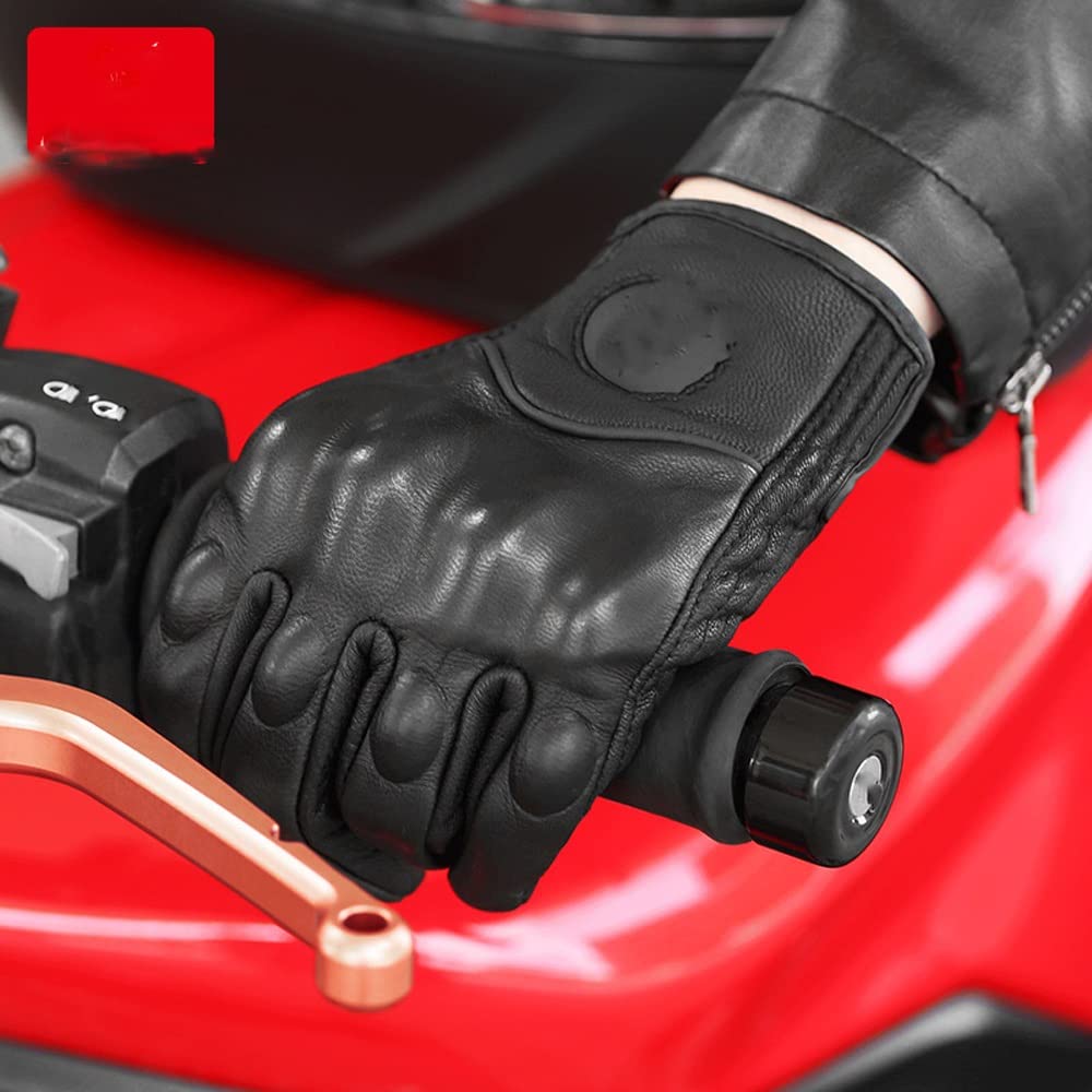 Winter Cycling Leather Gloves with Knuckle Protection