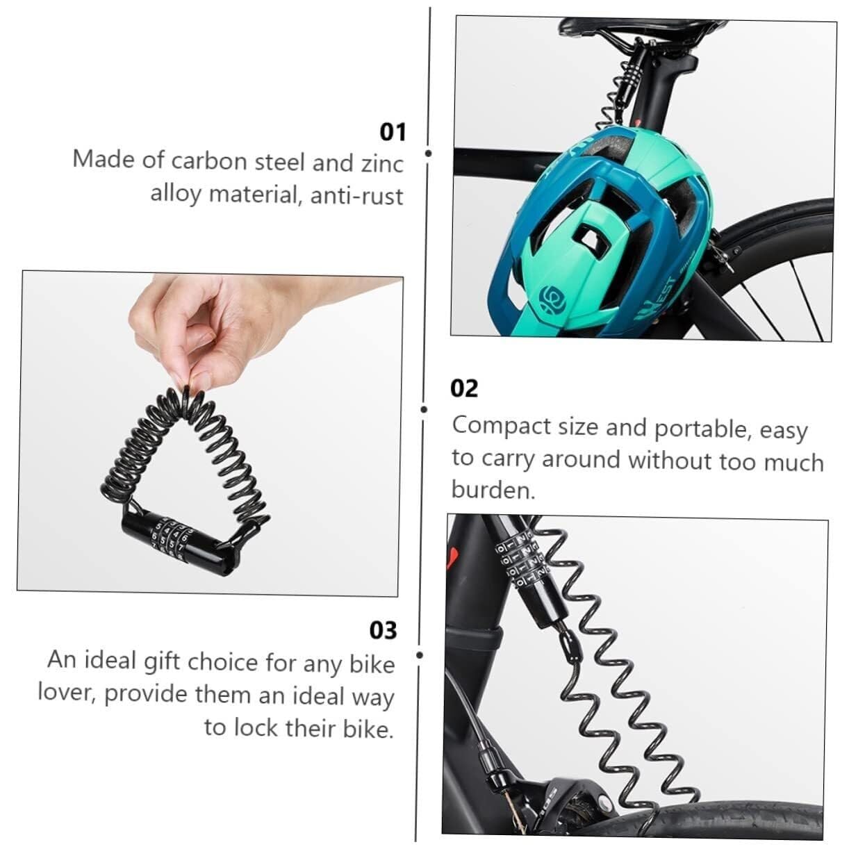 Retractable Combination Helmet Cable Lock