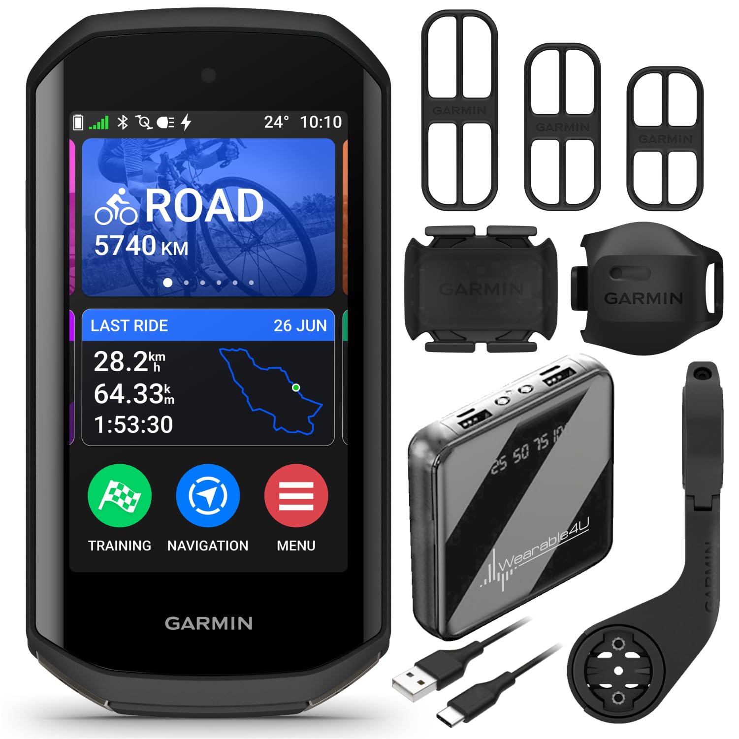 Premium Cycling Computer Bundle with Speed and Cadence Sensors and Power Bank