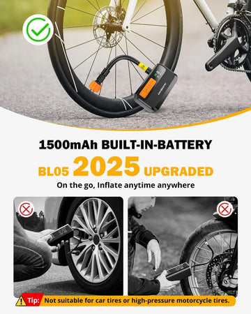 120 PSI Portable Electric Bike Pump with Gauge