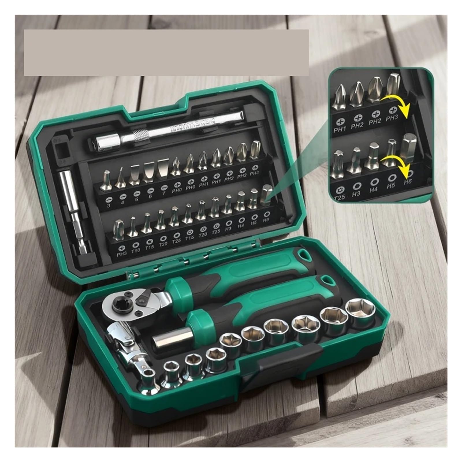 40-Piece Ratchet Socket & Bit Tool Kit