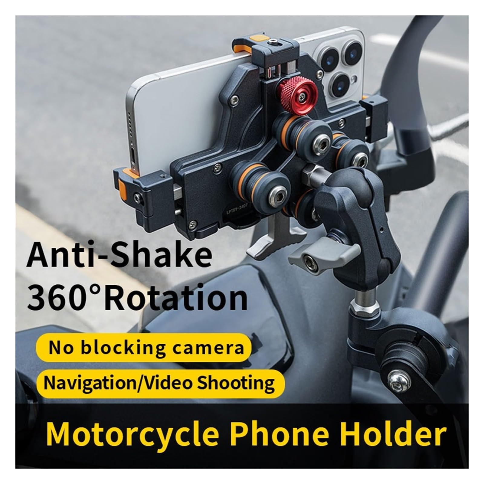 360° Anti-Vibration Motorcycle Phone Mount