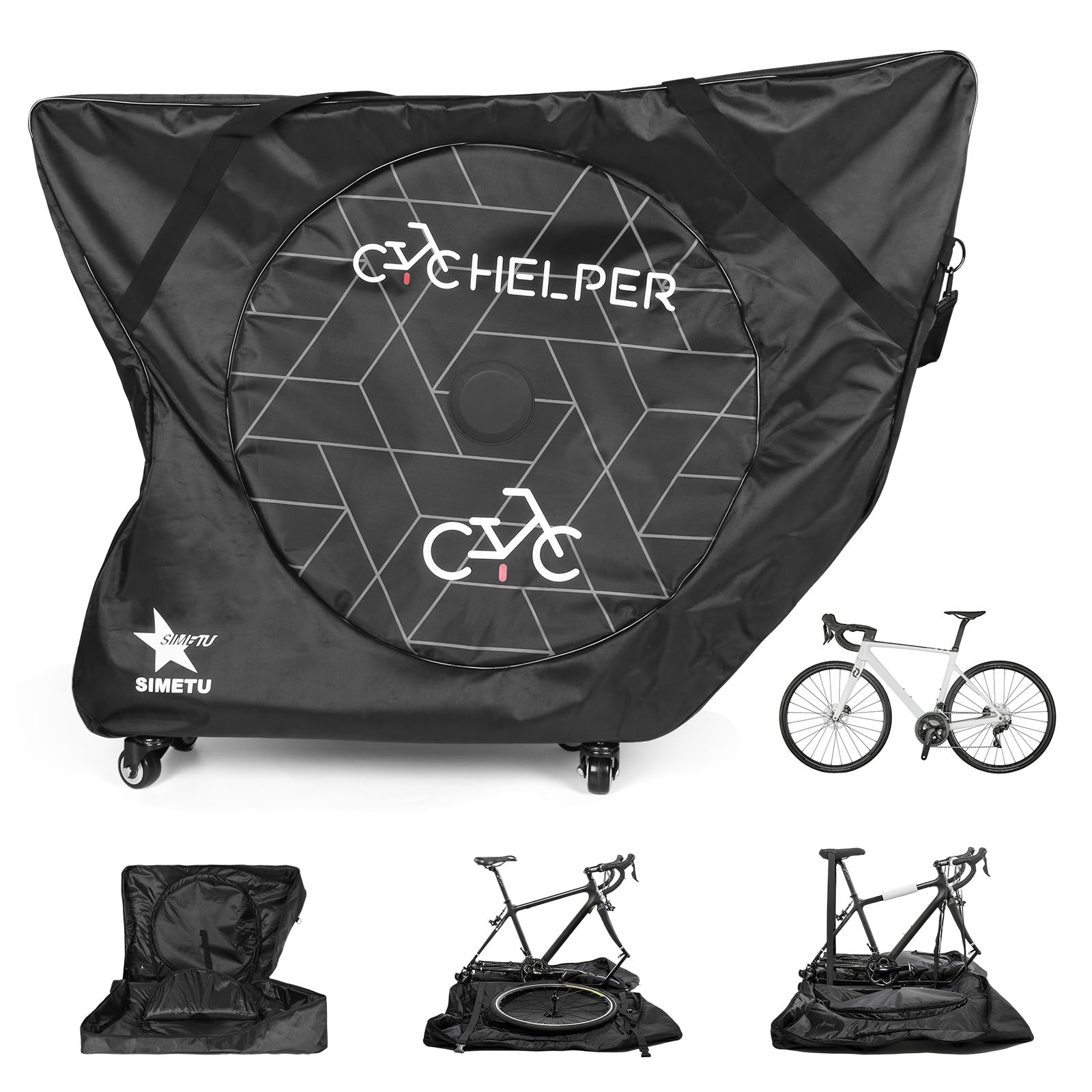 Padded Bike Travel Bag with Wheels for Road & Mountain Bikes