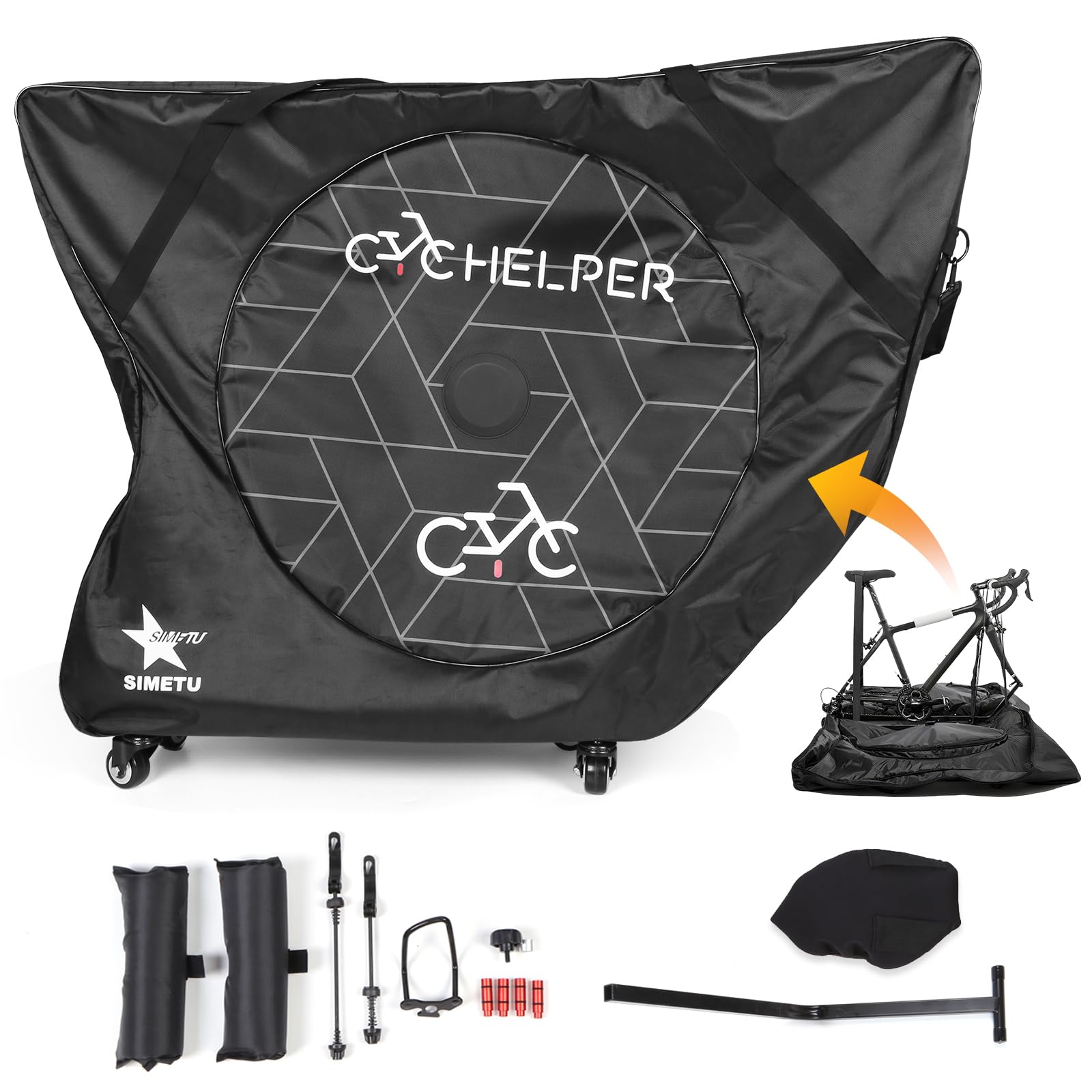 Padded Bike Travel Bag with Wheels for Road & Mountain Bikes