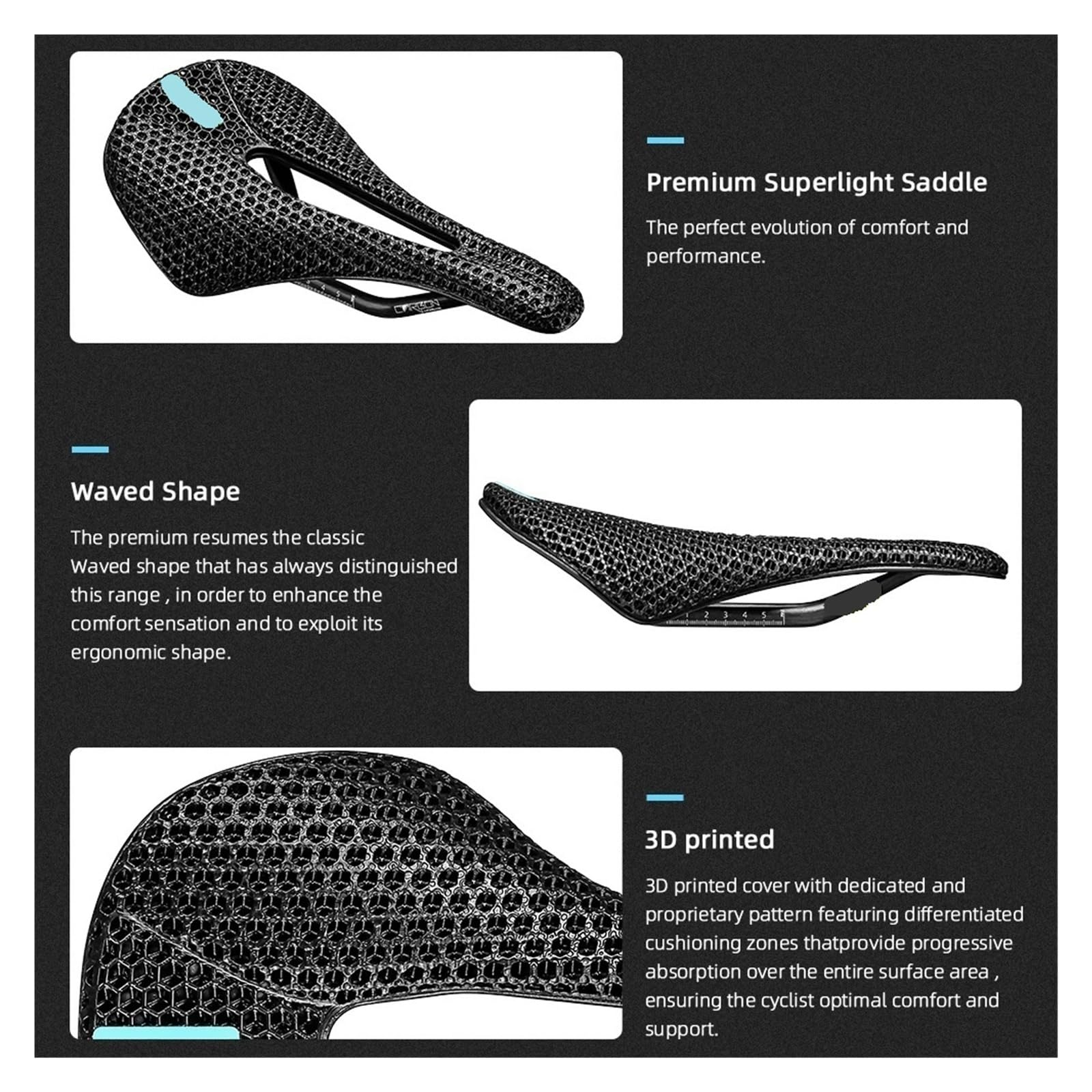 3D Printed Ultralight Carbon Bike Saddle 140mm/143mm