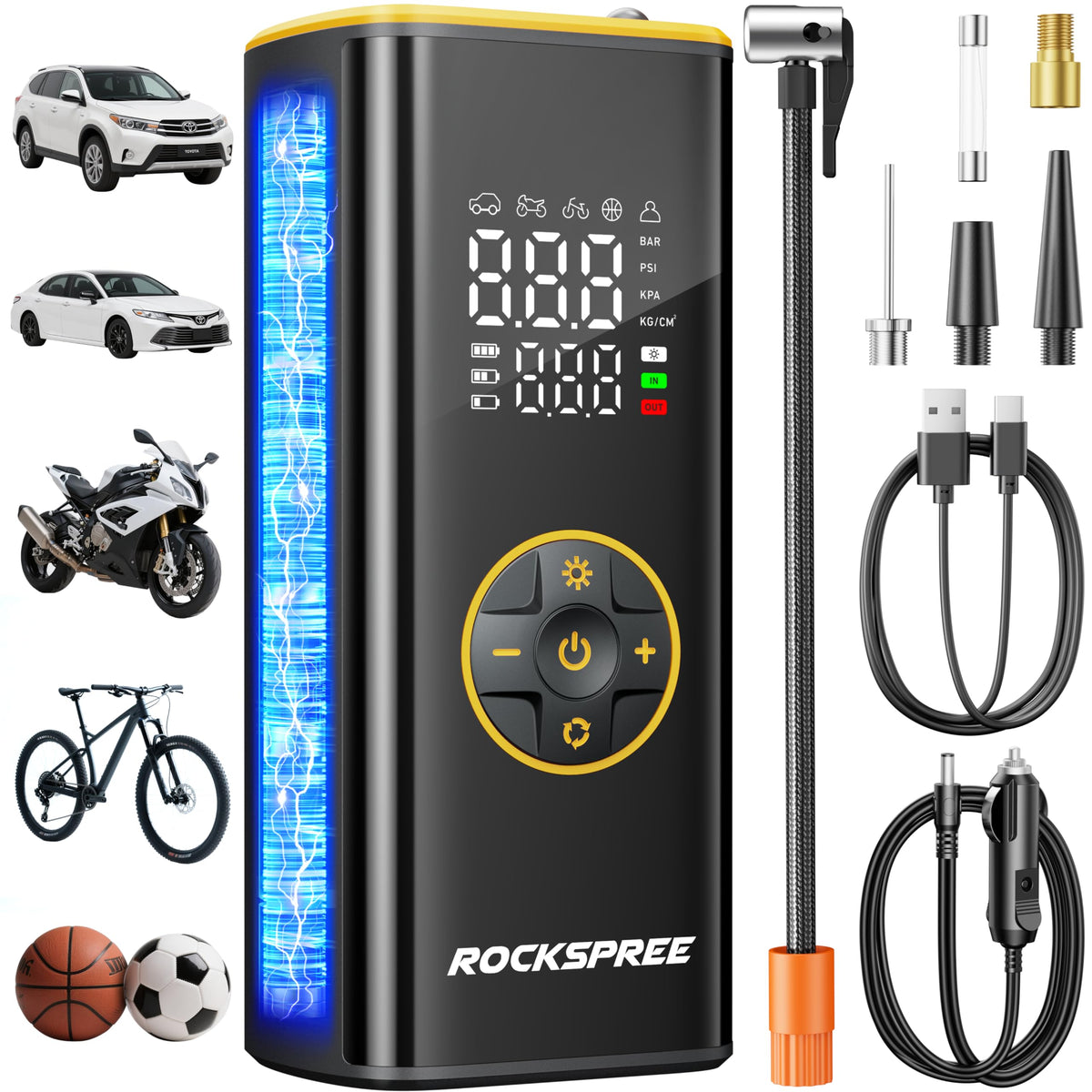 180 PSI Cordless Portable Tire Inflator with LCD Gauge